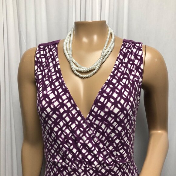 Merona Dress Womens Size Small Purple White V-Neck Back Lace Stretchy Sleeveless - Picture 2 of 9